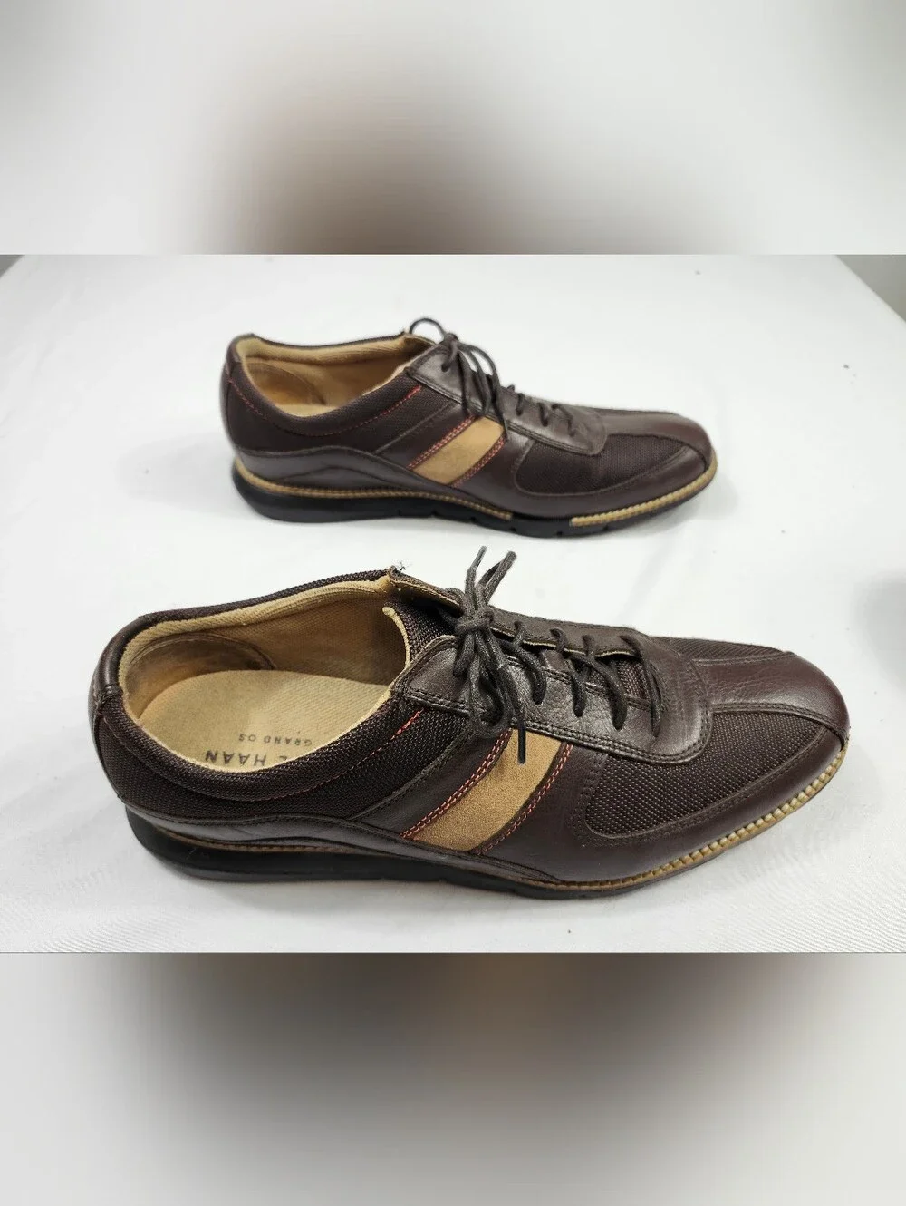 Cole Haan Men's 10 M Dark Brown and Tan Athletic Lace-Up Sneakers